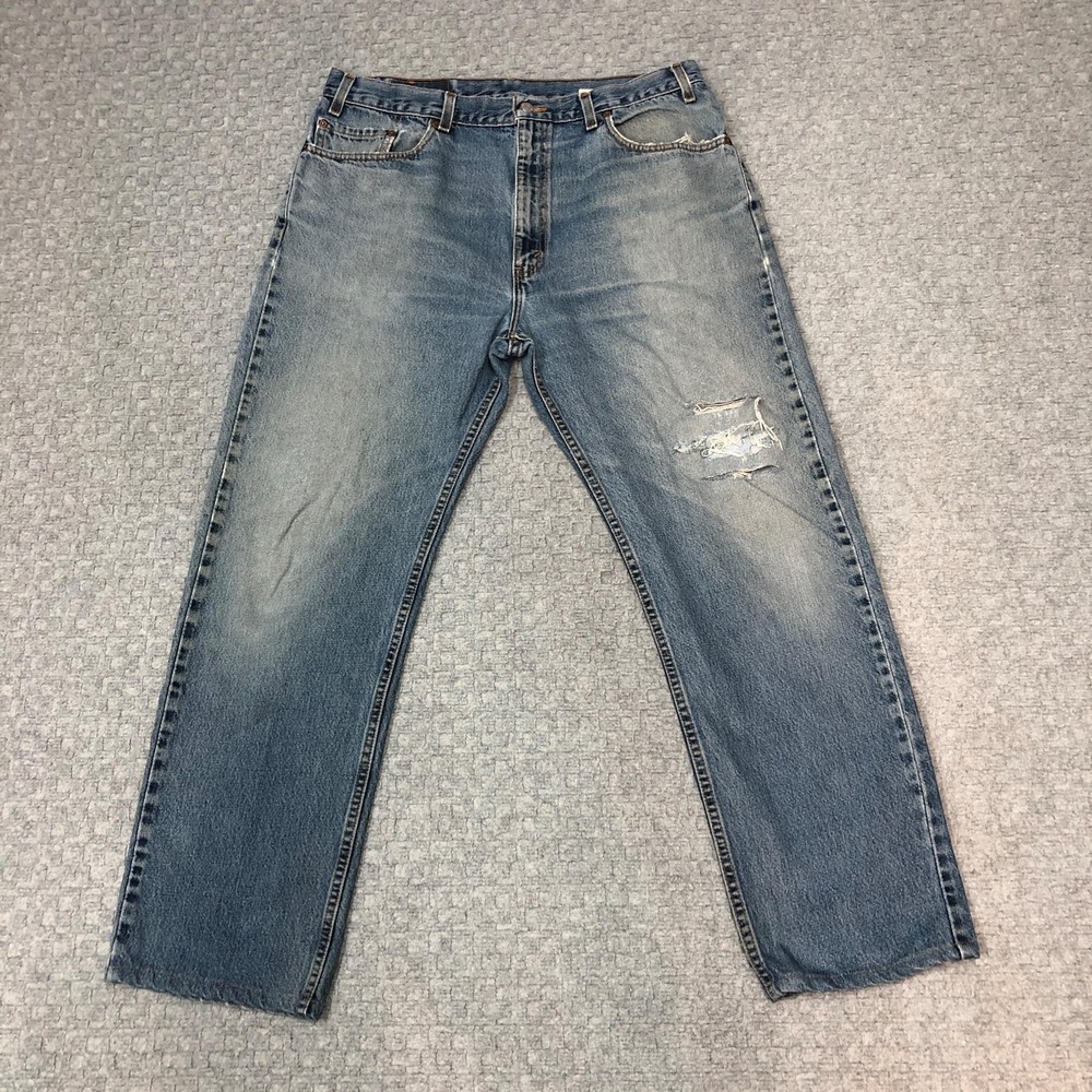 Vintage Levis 505 Jeans Mens 38x30 Blue Straight Denim Distressed Made USA 90s